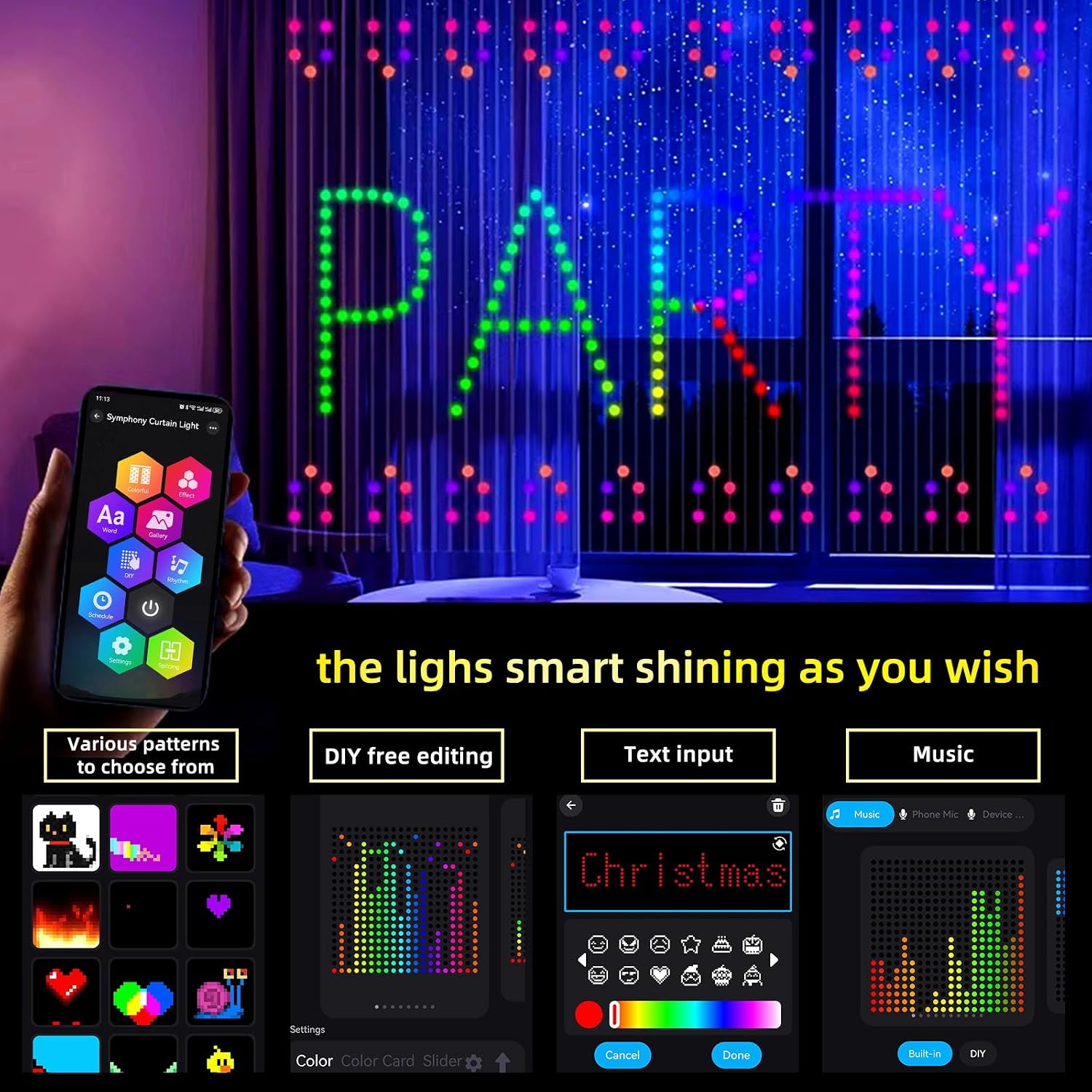 Smart Garden Diy - Rideaux lumineux LED intelligents, lumières féériques